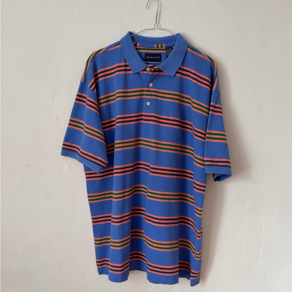 Gant Blue Multi Color Stripe Polo Men’s Extra Large